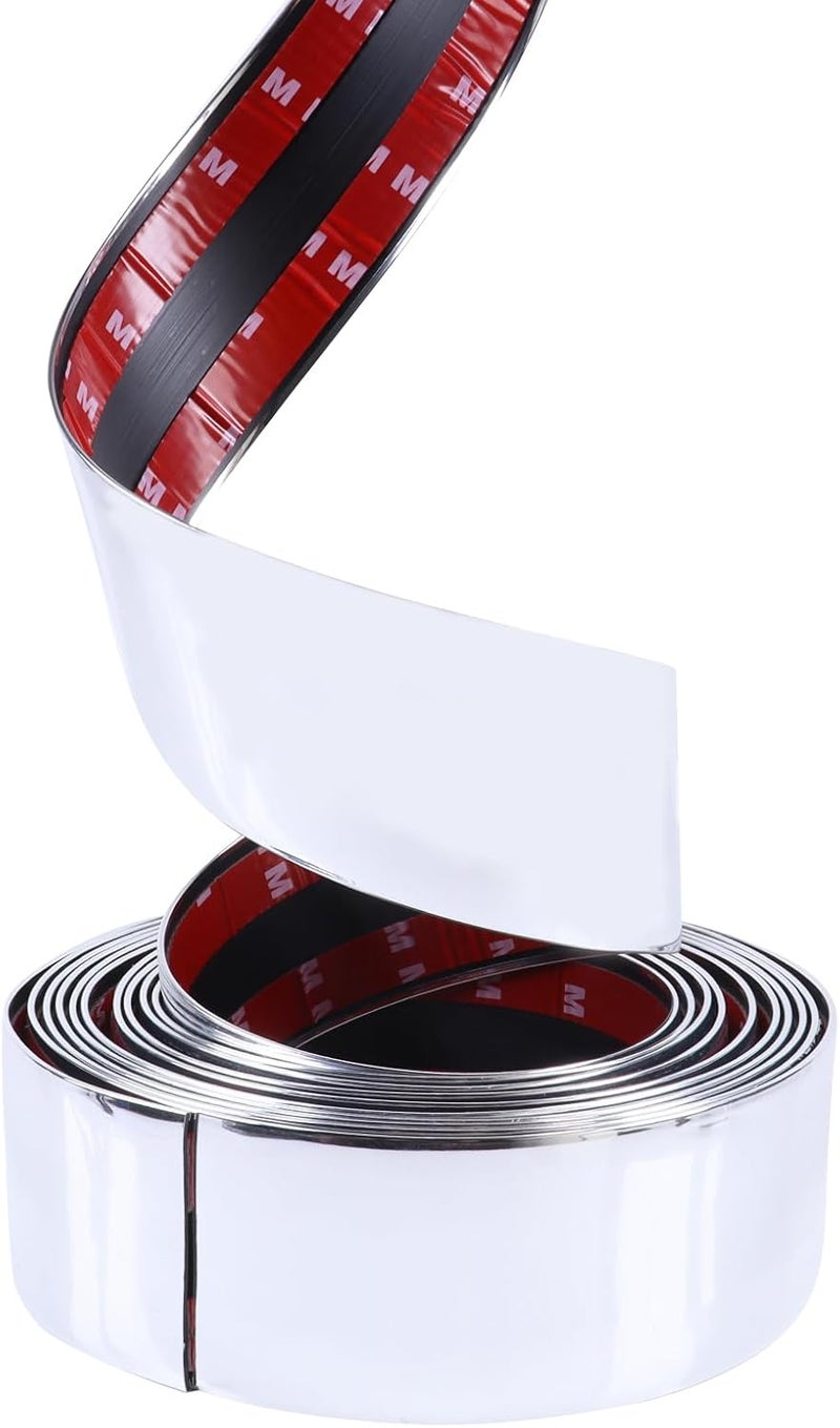 SBWLKJ 4"(100mm) Automotive Chrome Trim Molding 48FT Heavy Duty Car Side Body Moldings(Self Adhesive) UV Protected Scratch-Proof for Truck RV Front and Rear Bumper/Door Sill Protector - Image 3
